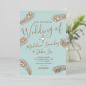 Flamingo Palm Leaf Folie geperste bruiloft Folie Feestdagenkaart (Staand Voorkant)