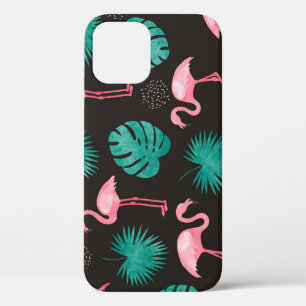 Flamingo, palm leaves: tropical watercolor. Case-Mate iPhone case