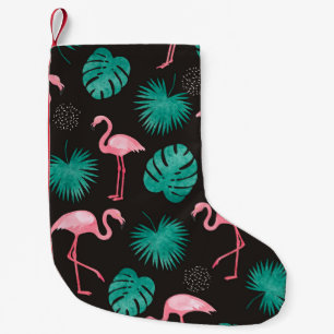 Flamingo, palm leaves: tropical watercolor. kleine kerstsok
