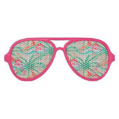 Flamingo Palm Tree Burlap Kijk Aviator Zonnebril (Voorkant)