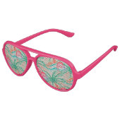 Flamingo Palm Tree Burlap Kijk Aviator Zonnebril (Gekanteld)