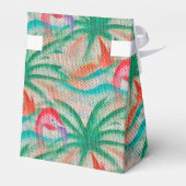 Flamingo Palm Tree Burlap Kijk Bedankdoosjes (Achterkant)
