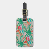 Flamingo Palm Tree Burlap Kijk uit Bagagelabel (Voorkant verticaal)