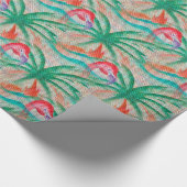 Flamingo Palm Tree Burlap Kijk uit Cadeaupapier (Hoek)