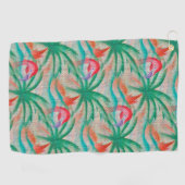 Flamingo Palm Tree Burlap Kijk uit Golfhanddoek (Horizontaal)