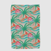 Flamingo Palm Tree Burlap Kijk uit Golfhanddoek (Voorkant)