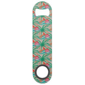 Flamingo Palm Tree Burlap Kijk uit Speed Flessenopener (Voorkant)