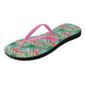 Flamingo Palm Tree Burlap Kijk uit Teenslippers (Schuin)