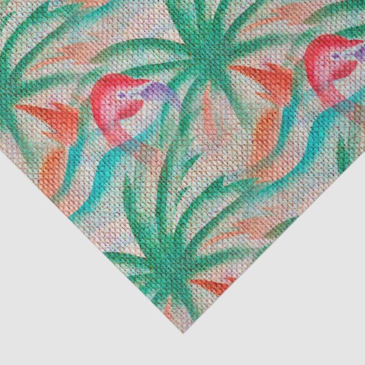 Flamingo Palm Tree Burlap Kijk uit Tissuepapier (Detail)