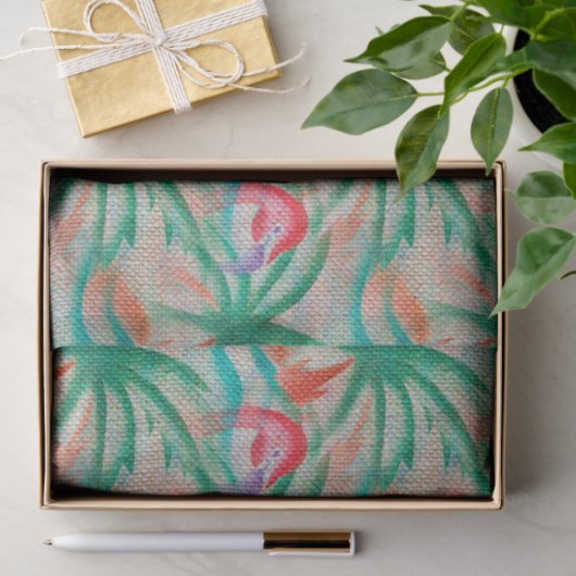 Flamingo Palm Tree Burlap Kijk uit Tissuepapier (Geschenk)
