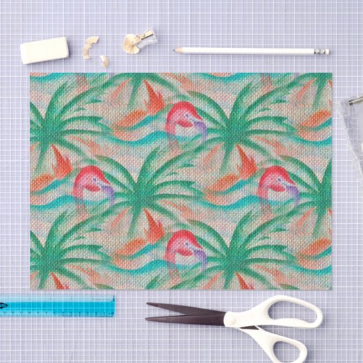 Flamingo Palm Tree Burlap Kijk uit Tissuepapier (Craft)