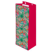 Flamingo Palm Tree Burlap Kijk uit Wijn Cadeautas (Achterkant Gekanteld)