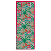 Flamingo Palm Tree Burlap Kijk uit Wijn Cadeautas (Voorkant)