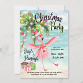 Flamingo Palm Tree Tropical Beach Kerstfeest Kaart (Voorkant)