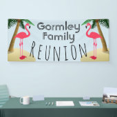 Flamingo Palm Tree Tropical Family Reunion Banner (Beurs)