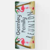 Flamingo Palm Tree Tropical Family Reunion Banner (Verticaal)