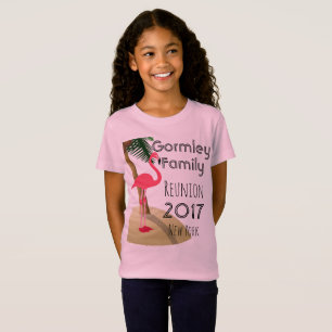 Flamingo Palm Tree Tropical Family Reunion Girls T-shirt
