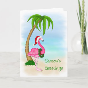 Flamingo Palm Tree-Wenskaart Feestdagen Kaart