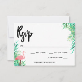 Flamingo & Palmbladeren RSVP Kaartje