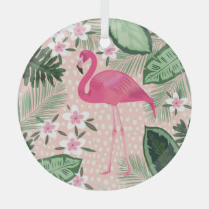 Flamingo, palmbomen, keukenontwerp glas ornament
