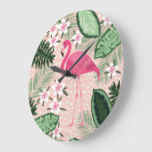 Flamingo, palmbomen, keukenontwerp grote klok (Hoek)