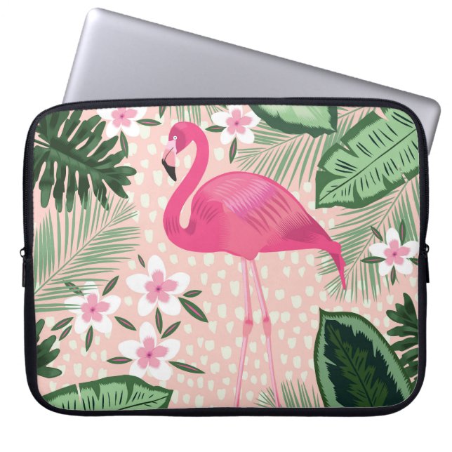 Flamingo, palmbomen, keukenontwerp laptop sleeve (Voorkant)