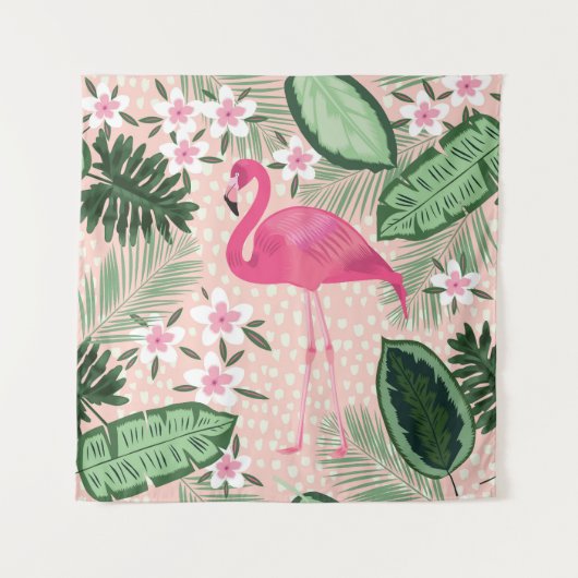 Flamingo, palmbomen, keukenontwerp wandkleed (Voorkant)