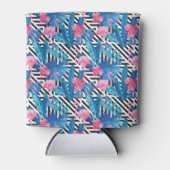 Flamingo & Palms op Geometrisch Patroon Blikjeskoeler (Voorkant)