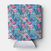 Flamingo & Palms op Geometrisch Patroon Blikjeskoeler (Achterkant)