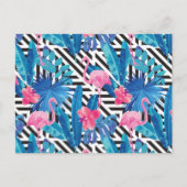 Flamingo & Palms op Geometrisch Patroon Briefkaart (Voorkant)
