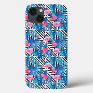 Flamingo & Palms op Geometrisch Patroon iPhone 13 Hoesje