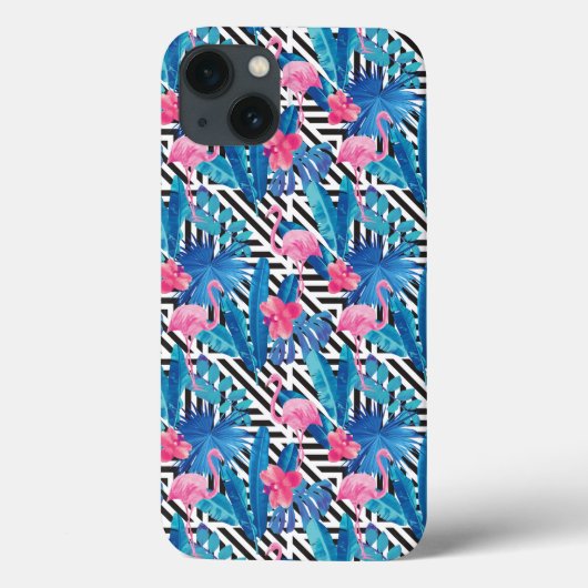 Flamingo & Palms op Geometrisch Patroon Case-Mate iPhone Case (Achterkant)