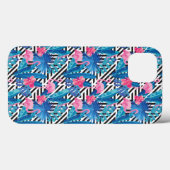 Flamingo & Palms op Geometrisch Patroon Case-Mate iPhone Case (Achterkant (horizontaal))