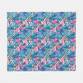Flamingo & Palms op Geometrisch Patroon Fleece Deken (Voorkant (Horizontaal))