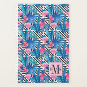Flamingo & Palms op Geometrisch Patroon Planner (Voorkant)