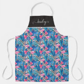 Flamingo & Palms op Geometrisch Patroon Schort (Voorkant)