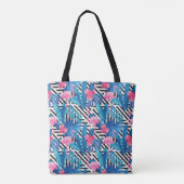 Flamingo & Palms op Geometrisch Patroon Tote Bag (Achterkant)