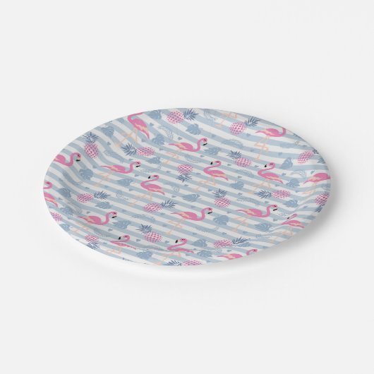 Flamingo Paper Bord - Roze & Blauw (Gekanteld)