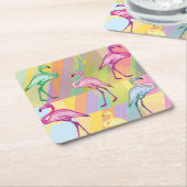 Flamingo Parade Kartonnen Onderzetters (Schuin)