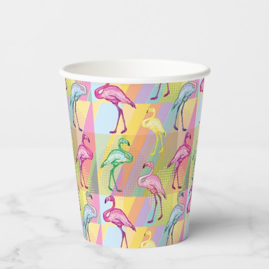 Flamingo Parade Papieren Bekers (Achterkant)
