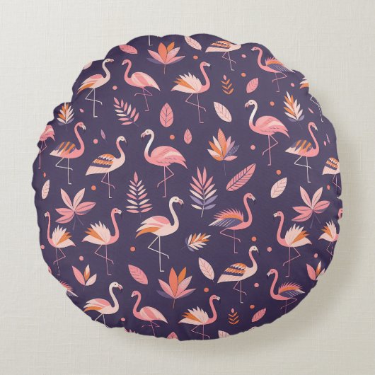 Flamingo Paradijs Patroon Rond Kussen (Voorkant)