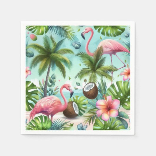 Flamingo Paradijs Servet (Voorkant)