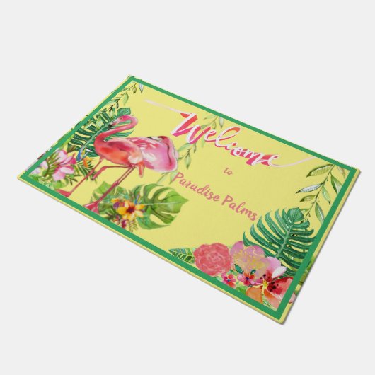 Flamingo Paradise Beach House Deurmat (Schuin)