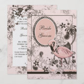 Flamingo Paradise Beach Wedding Kaart (Voorkant / Achterkant)