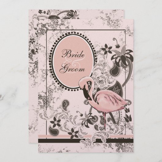 Flamingo Paradise Beach Wedding Kaart (Voorkant / Achterkant)