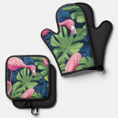 Flamingo Paradise Keukenset Ovenwant & Pannenlap Set (Voorkant / Achterkant)