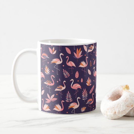 Flamingo Paradise Pattern Koffiemok (Met donut)