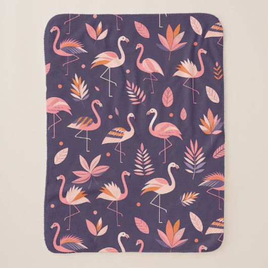 Flamingo Paradise Pattern Sherpa Deken (Voorkant)