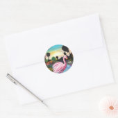 Flamingo Paradise Ronde Sticker (Envelop)