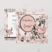 Flamingo Paradise Wedding Kaart (Voorkant / Achterkant)